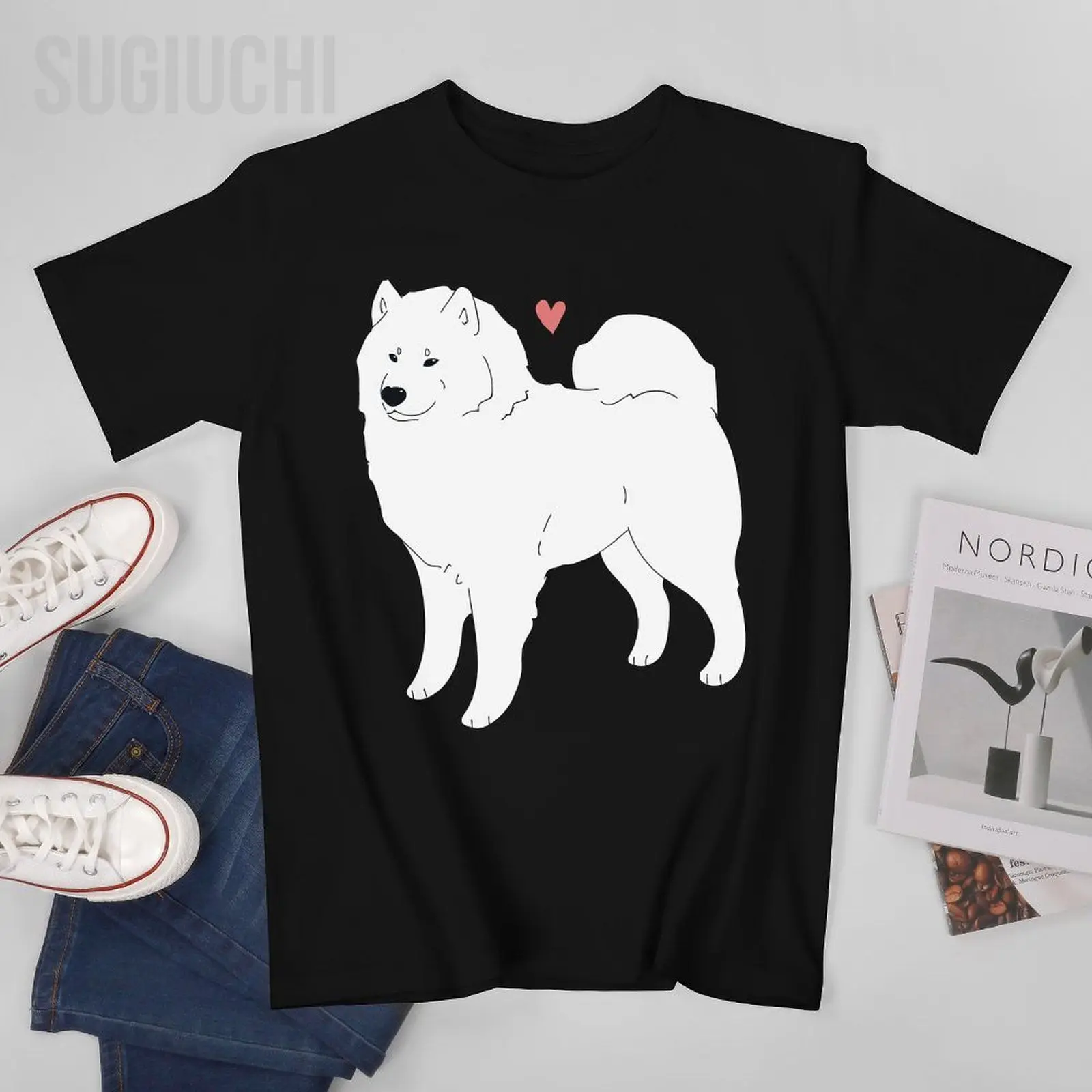 Unisex Men Cute Samoyed Sammy Dog Love Tshirt Tees T Shirts Women Boys 100% Cotton T-Shirt