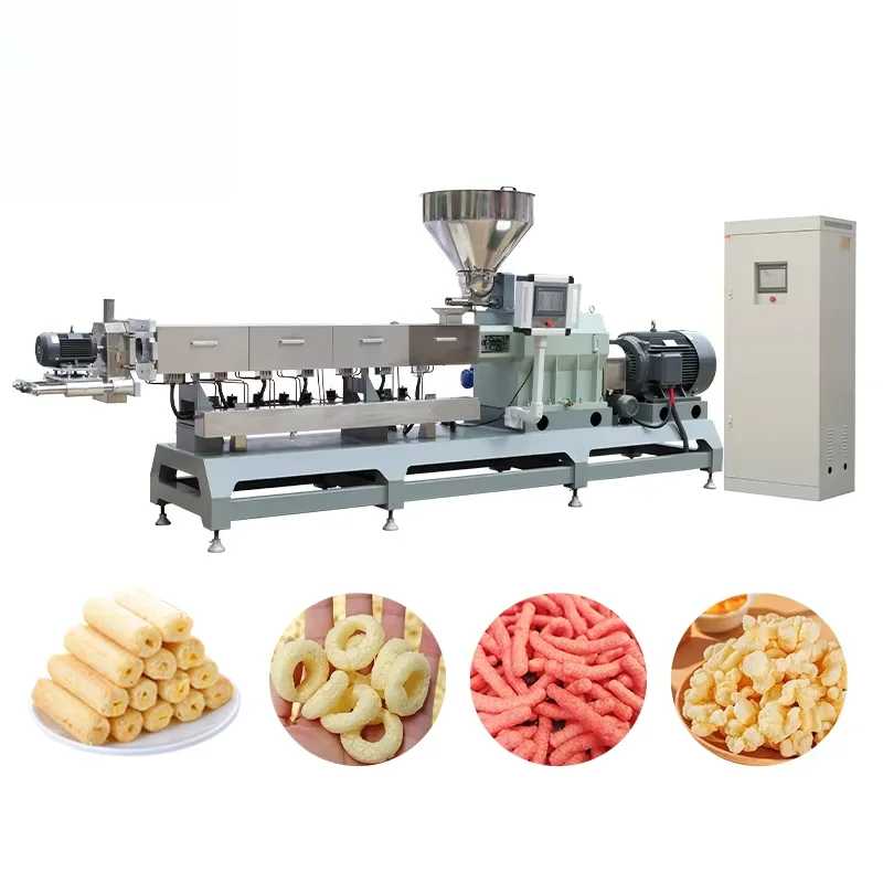 Customized Twin Screw Extruder Filled Rice Cake Puffed Snack Production Line Mixed Grain Multi Layer Crispy Food Process