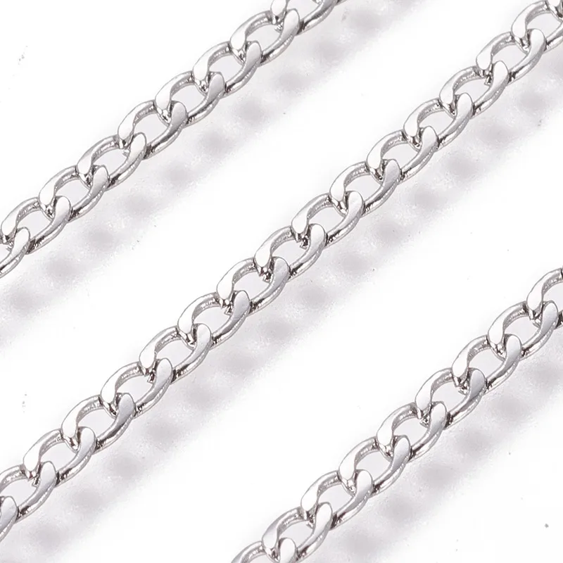 25m/roll Stainless Steel Curb Cuban Chains for DIY Jewelry Making Necklaces Chokers Bracelets Anklets Chains Links Accessories