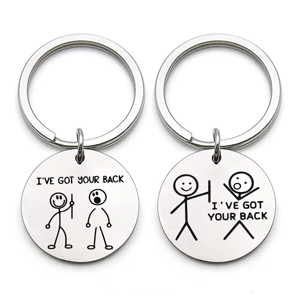 Charm Funny Best Friend Gifts Keychain Pendant BFF Key Chains I Got Your Back Stick Figures Daughter Son Graduation gift