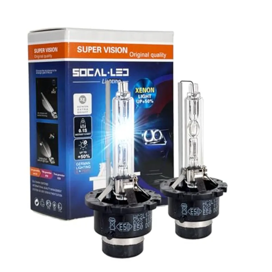 

D2S 35W Xenon HID Headlight Bulbs - 6000K Crystal White - 66040 66240 85122 OEM High Low Beam Direct Replacement - Pack of 2