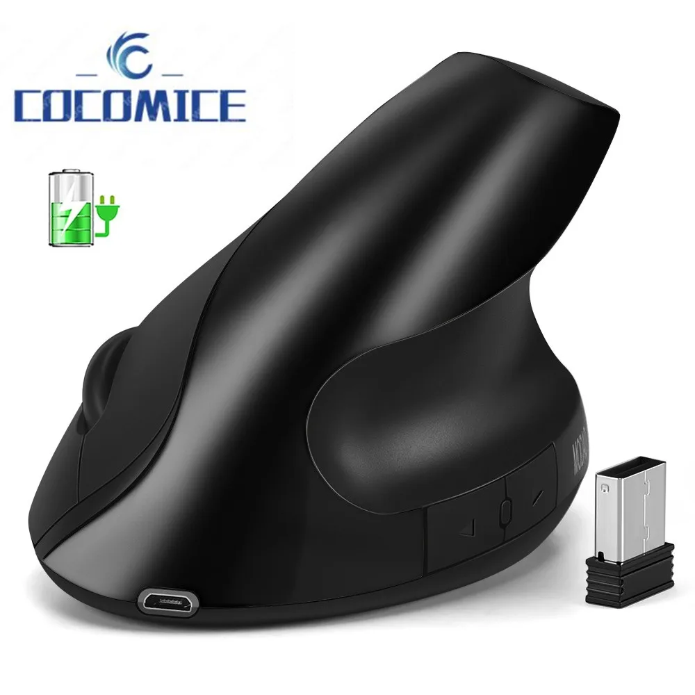 Rechargeable Wireless Vertical Mouse Wireless Mouse 2.4G High Precision Ergonomic Optical Mice with 3 Adjustable DPI 800/ 1200/