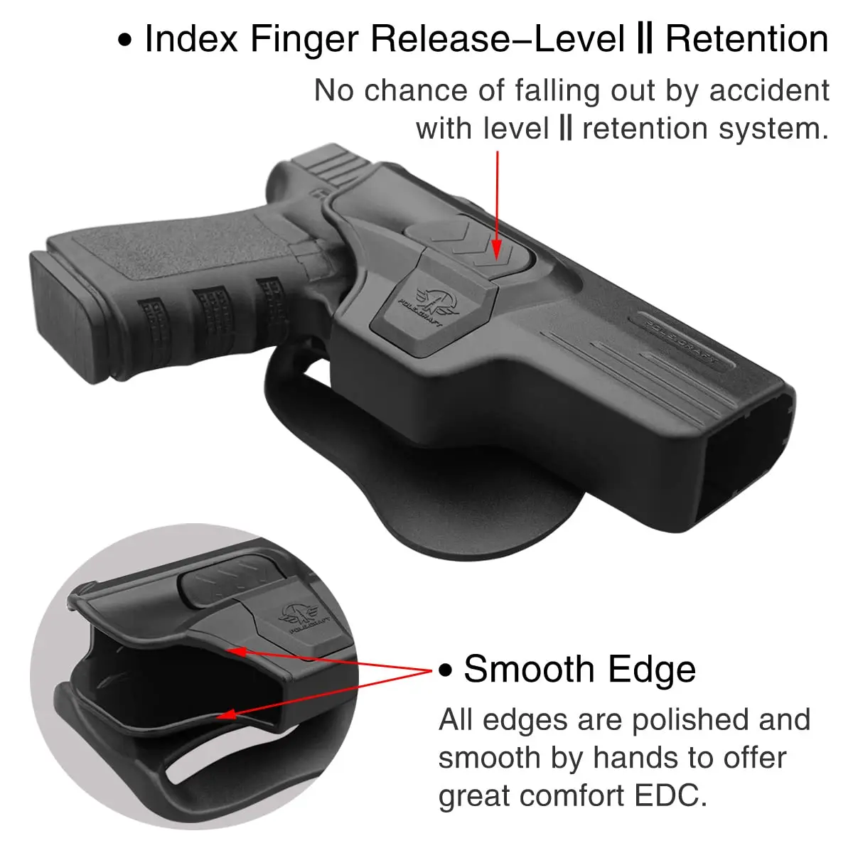 OWB Holster Fit: Glock 17 (Gen 1-5) / Glock 22 31 (Gen 1-4) Compatible with Glock 19 19X 25 44 45 (Gen 1-5) / Glock 23 32