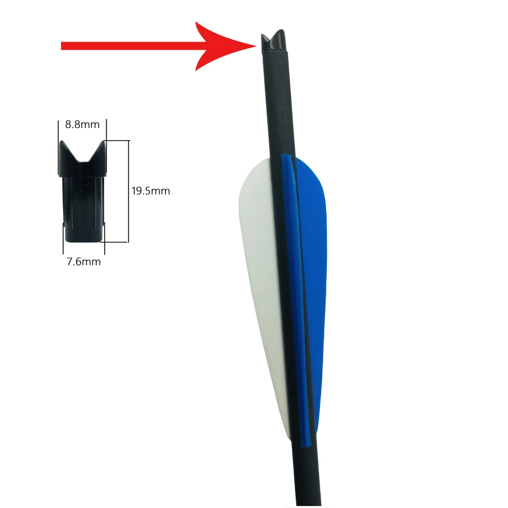 24 pz/lotto caccia balestra tiro con l'arco mezzaluna balestra bulloni freccia nocche interne per ID 7.6mm OD 8.8mm carbonio freccia albero