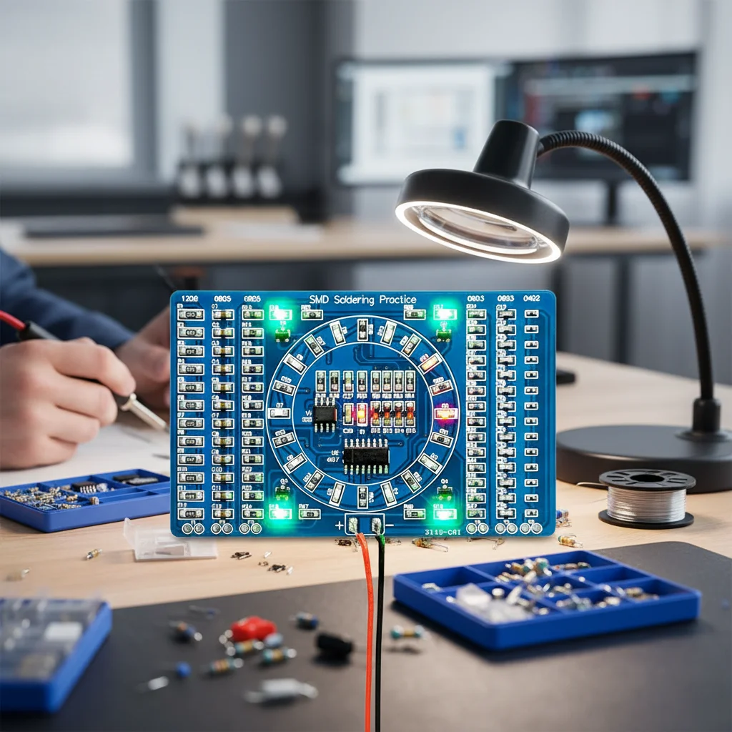 SMD NE555 CD4017 Rotating Flashing LED Components Soldering Practice Board Skill Electronic Circuit Training Suite DIY Kit
