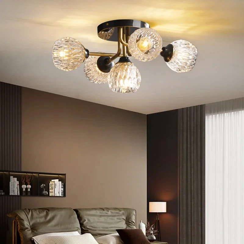 

Modern Nordic Luxury Style LED Chandelier For Living Room Bedroom Dining Room Kitchen Ceiling Lamp Copper Crystal Glass G9 Light