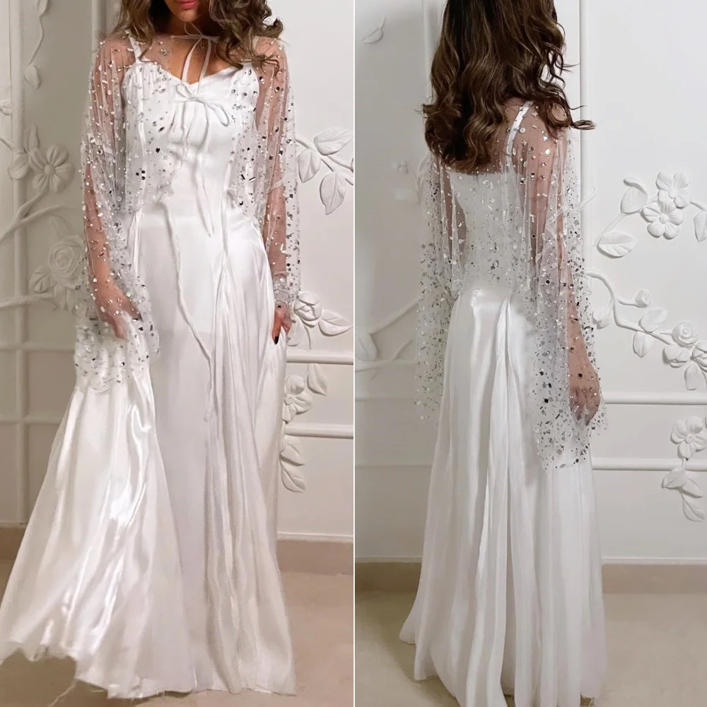 Jersey Sequined Ruched Valentine's Day A-line V-neck Bespoke Occasion Gown Long Dresses