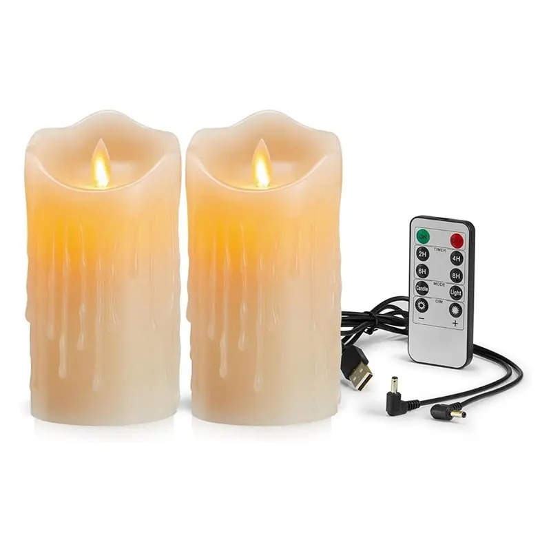 AB41-4X LED Flickering Flameless Candles,Rechargeable Candle,Real Wax Candles With Remote Control
