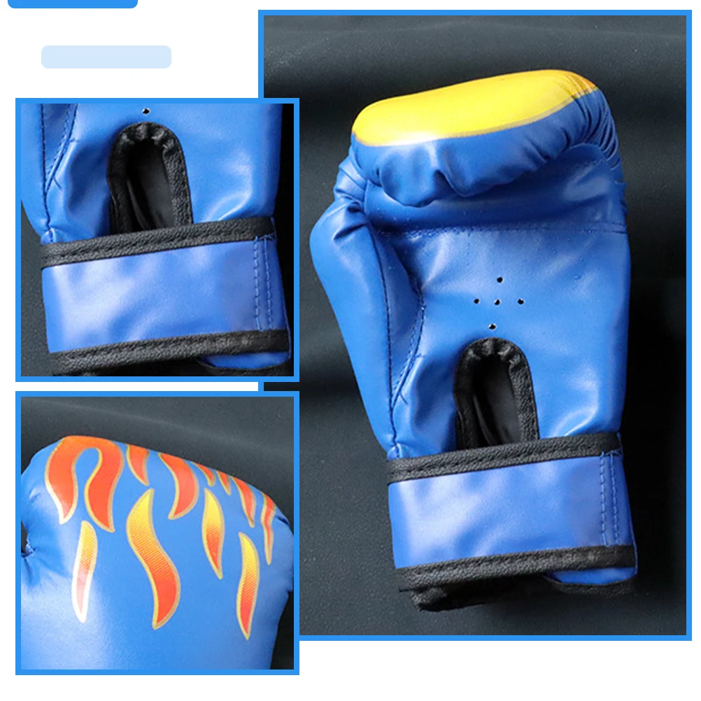 

Children's Boxing 6oz Flame Blue Kids Training Durable PU Material Comfortable Sparring Portable Kickboxing Gloves Toddler