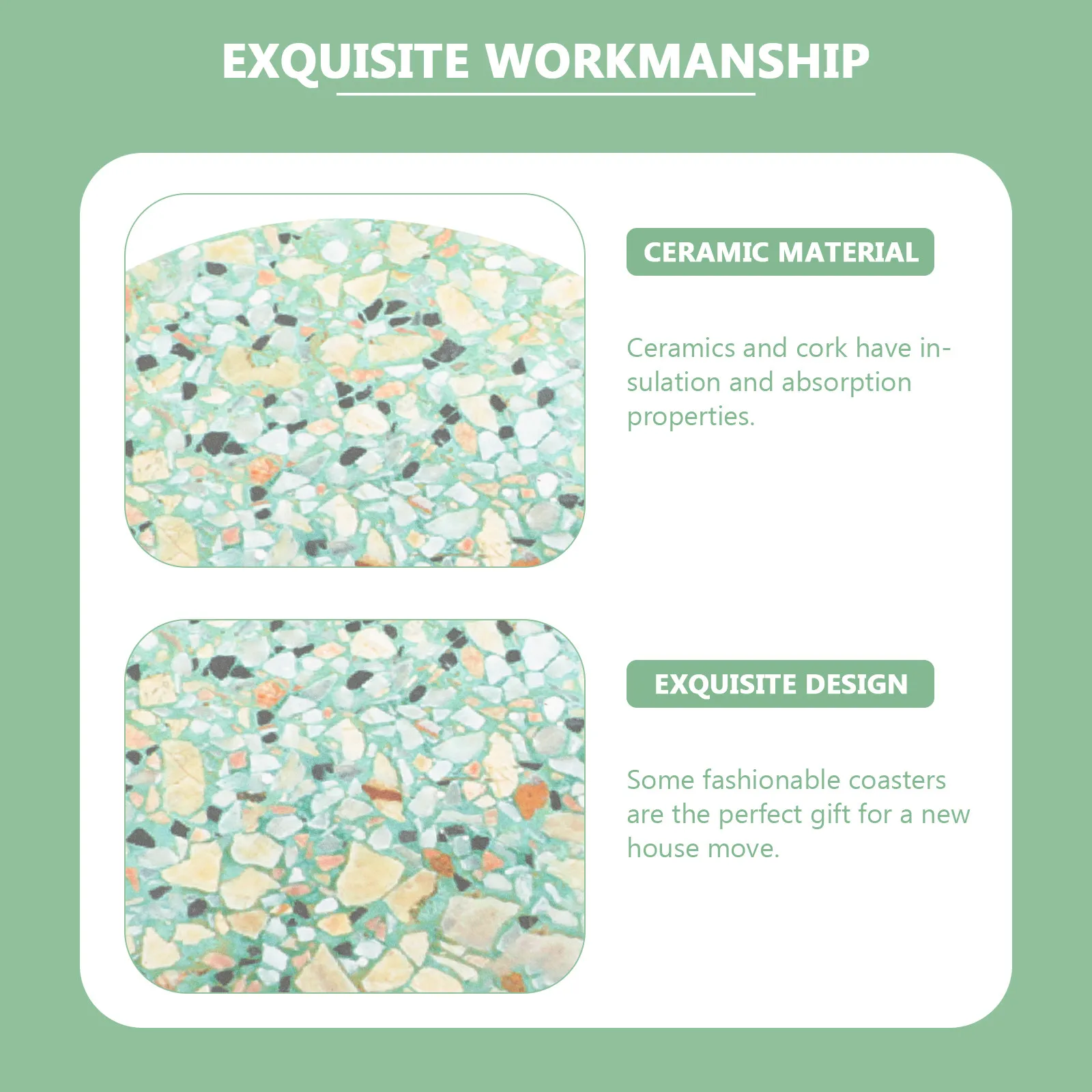 Ceramic Coasters 2pcs – Vivid Color, Smooth & Wear-Resistant Drink Coasters for Coffee Table