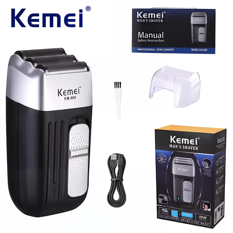 

Kemei KM-869 Powerful Electric Aluminum Foil Shaver Triple Head Shaver Men's Rechargeable Blade Shaver Beard Trimmer for Men