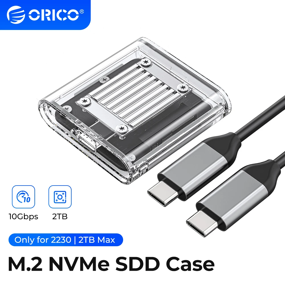 

Корпус ORICO NVMe для PCIe SSD Mini 2230 M.2 SSD чехол NVMe 10 Гбит/с M.2 на USB Type C прозрачный внешний адаптер