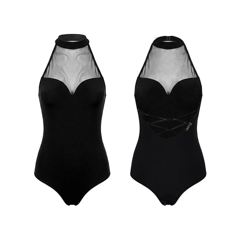 

Backless Latin Dance Tops Black Ballroom Dance Leotards Practice Wear Gymnastics Clothing Adult Sleeveless Latin Dance Wear