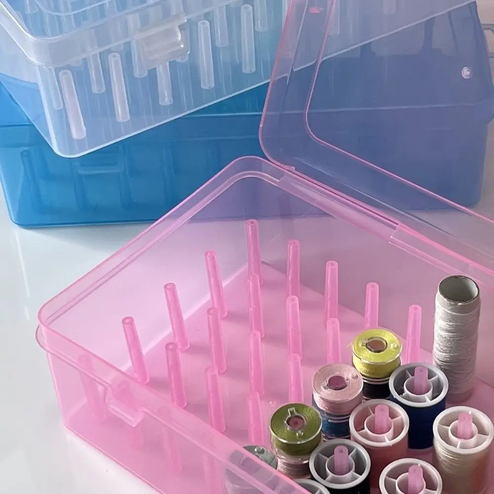 

Plastic Needle and Thread Box Transparent 42 Axis Bobbins Container Craft Organization Sewing Storage Box Household Storage