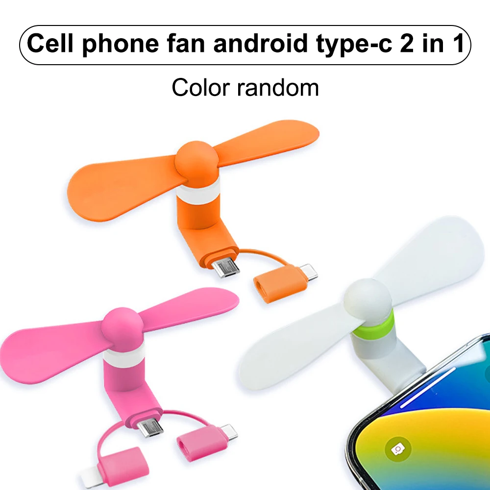 

2 in 1 Micro Mini Fan Travel Portable Cell Phone Fan Cooling Fan Mobile Phone Cooler Fan for Android Type-C/Micro USB Port