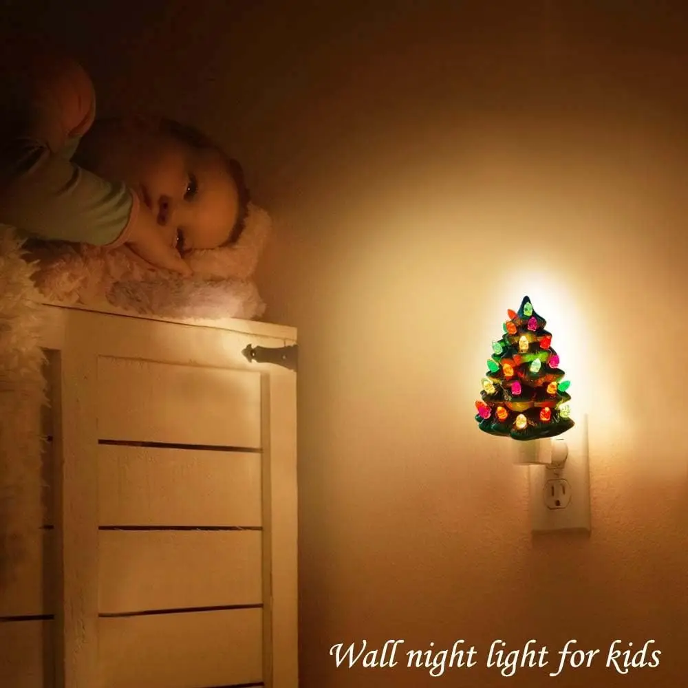 Christmas Tree Night Light Vintage Green Christmas Tree Wall Plug Night Light Two Colours Christmas Tree Bedside Lights