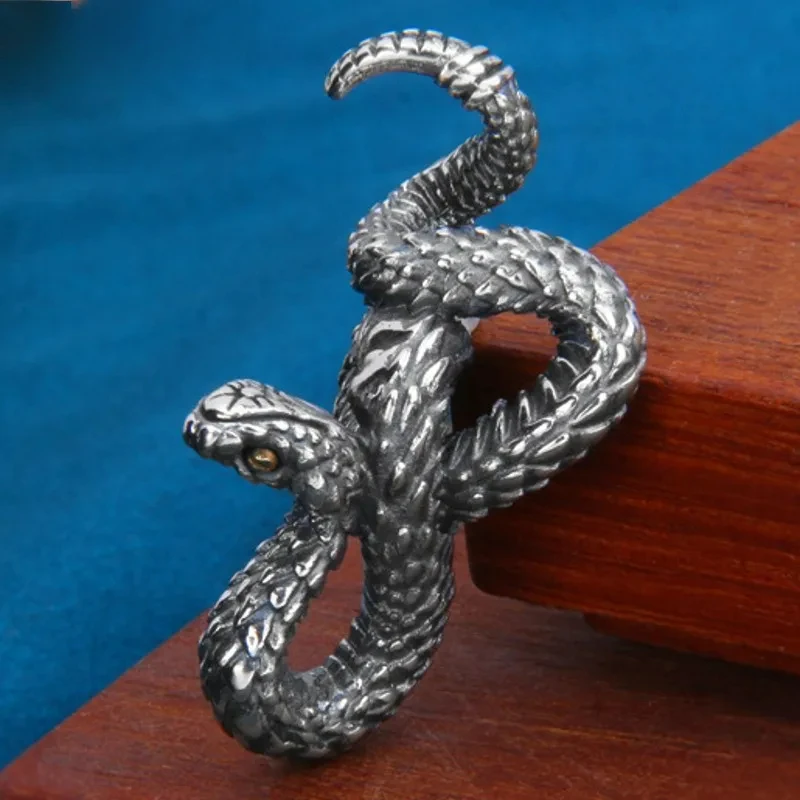 New S925 Sterling Silver Vintage Personalized Trendy Rattlesnake Pendant Men And Women Gift