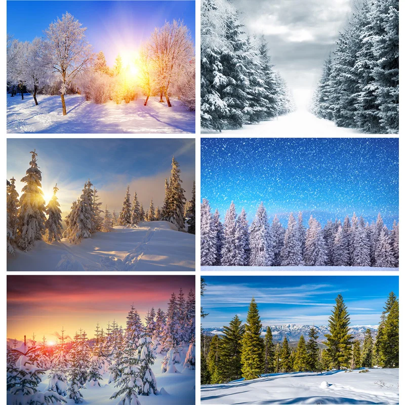 

SHUOZHIKE Winter Natural Scenery Photography Background Forest Snow Travel Photo Backdrops Studio Props 211121 DJXJ-02