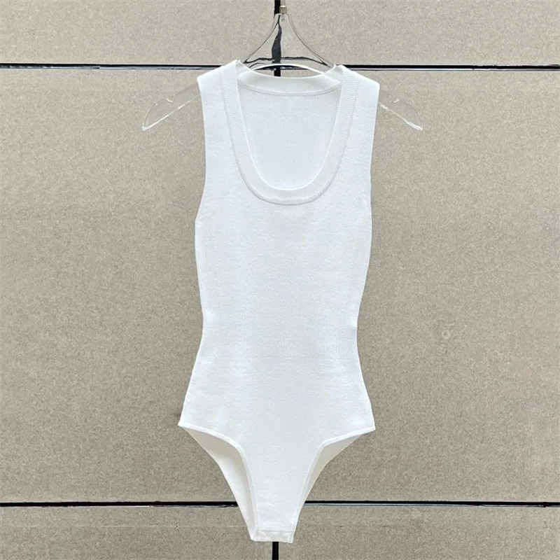 

Bodysuit women New ribbed knitted sleeveless top for summer 2025 Elastic slim fit Women's bodice corset T-shirt Women's tube top