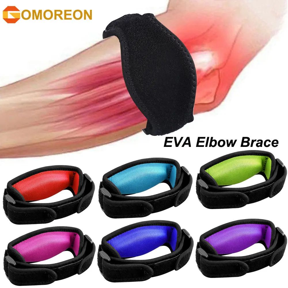 GOMOREON 1Pcs EVA Elbow Brace Compression Pad Comfort Forearm Pain-free Unisex Fitness Equipment Adjustable Sports Accessories