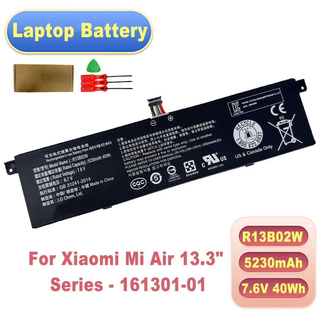 R13B01W/R13B02W 7.6V 40Wh 5230mAh Laptop Battery for Xiaomi Mi Air 13.3