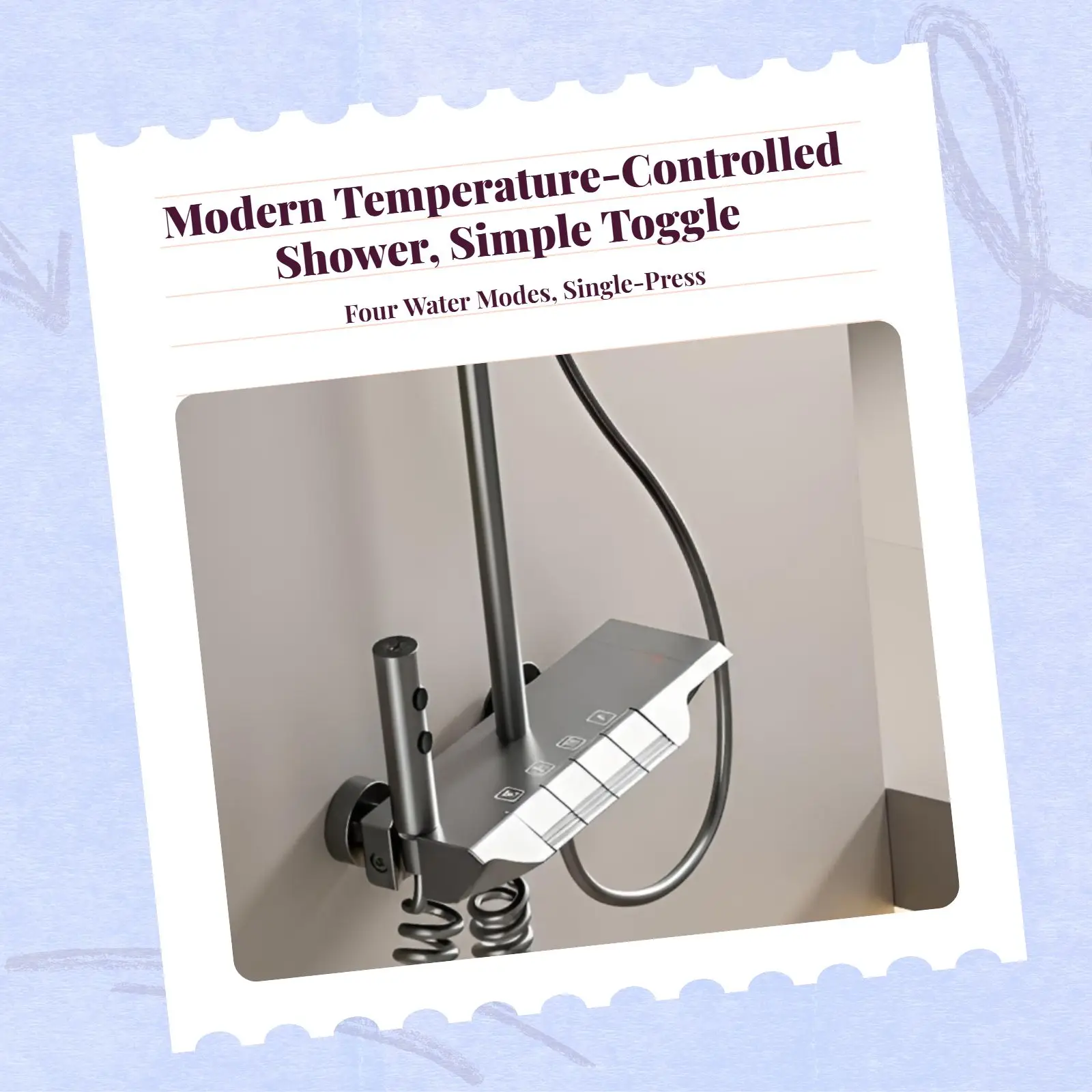 مجموعة دش يتم التحكم فيها بدرجة الحرارة، صنبور دش مطري نحاسي، مجموعة محمولة مضغوطة للحمام