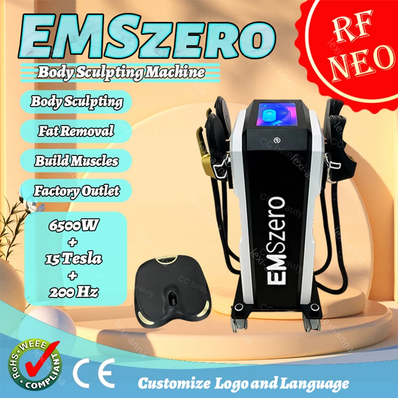 2025 Penurunan Berat Badan Terbaru EMSzero Neo 200HZ 6500W EMS 2/4/5 Pegangan Pembentuk Tubuh Pelangsing HI-EMT Mesin RF Salon ﻿