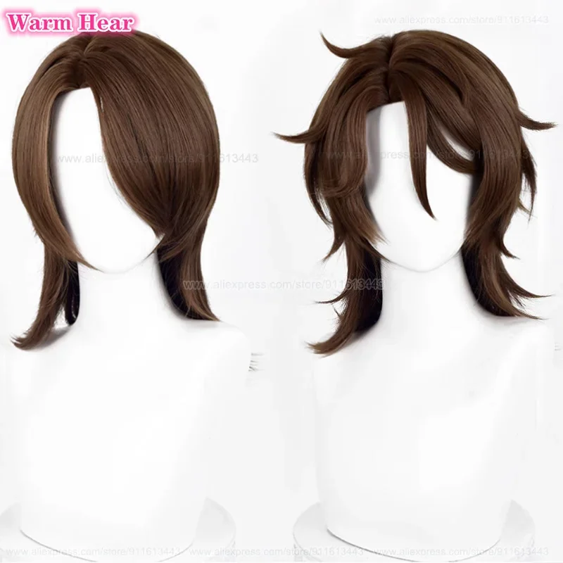 Anime HSR Gallagher Synthetic Wig Short 38cm Dark Brown Cosplay Anime Wig Heat Resistant Hair Halloween Party Wigs + A Wig Cap