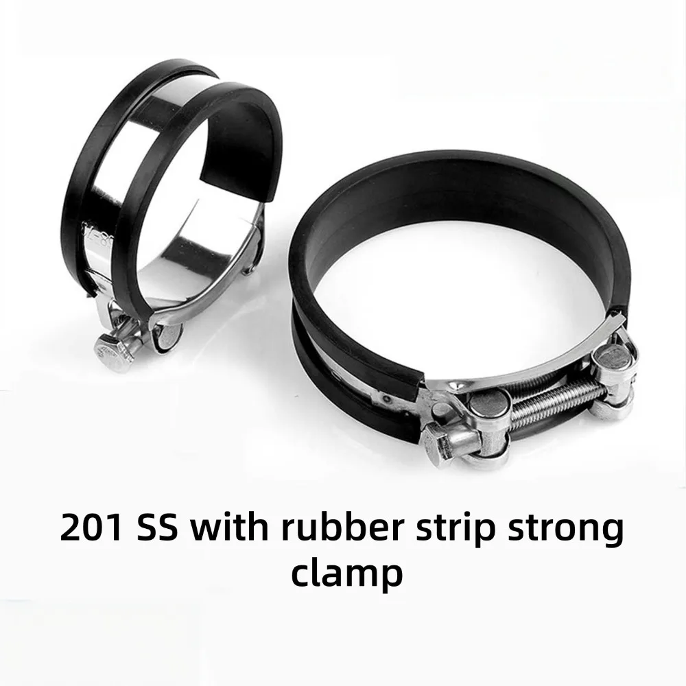 Heavy‑Duty European Hose Clamp 201 Stainless Steel Pipe Throat Clamp with Rubber Anti‑Slip Buffer Strip for Hose Pipe Connection