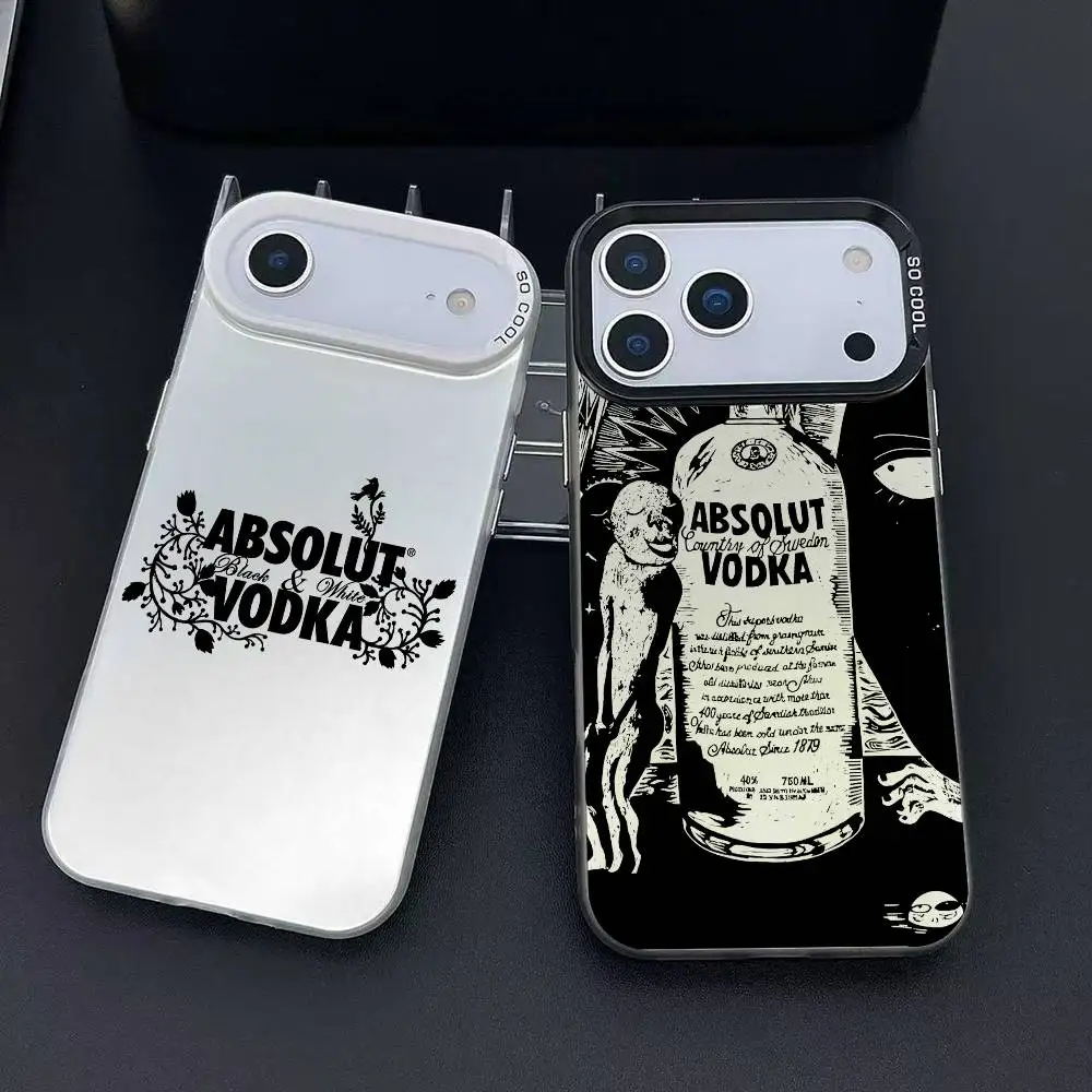 Absolut vodka Fishion funda de teléfono para iPhone 11 12 13 14 15 16 17 Pro Max Plus colorido plateado antideslizante teléfono antihuellas