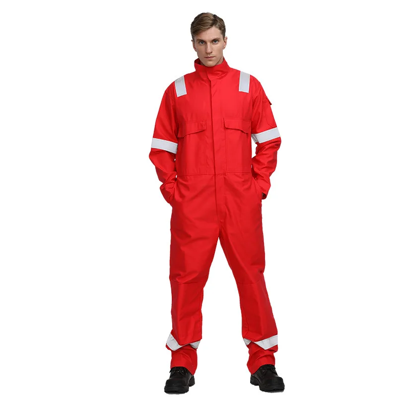 

Free Shipping Power Plant Cotton Flame-Retardant Thickened Labor Protection One-Piece Reflective Strip Work Clothes