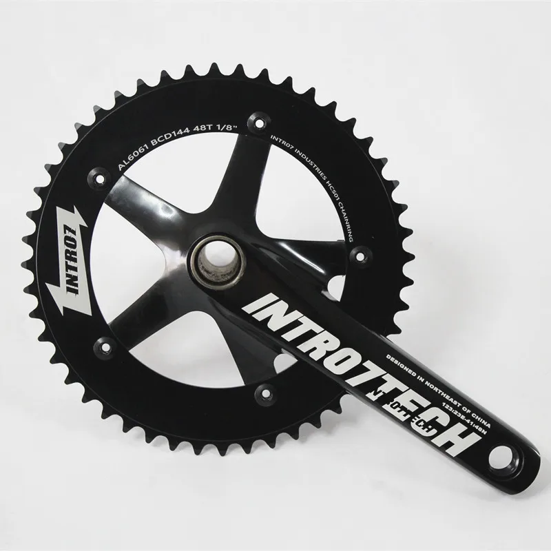 INTRO7 Crankset Fixed Gear Bicycle Crank 170mm 144BCD 48T Hollowtech 2 Bottom Bracket Fixie Bike Accessories Single Speed Parts