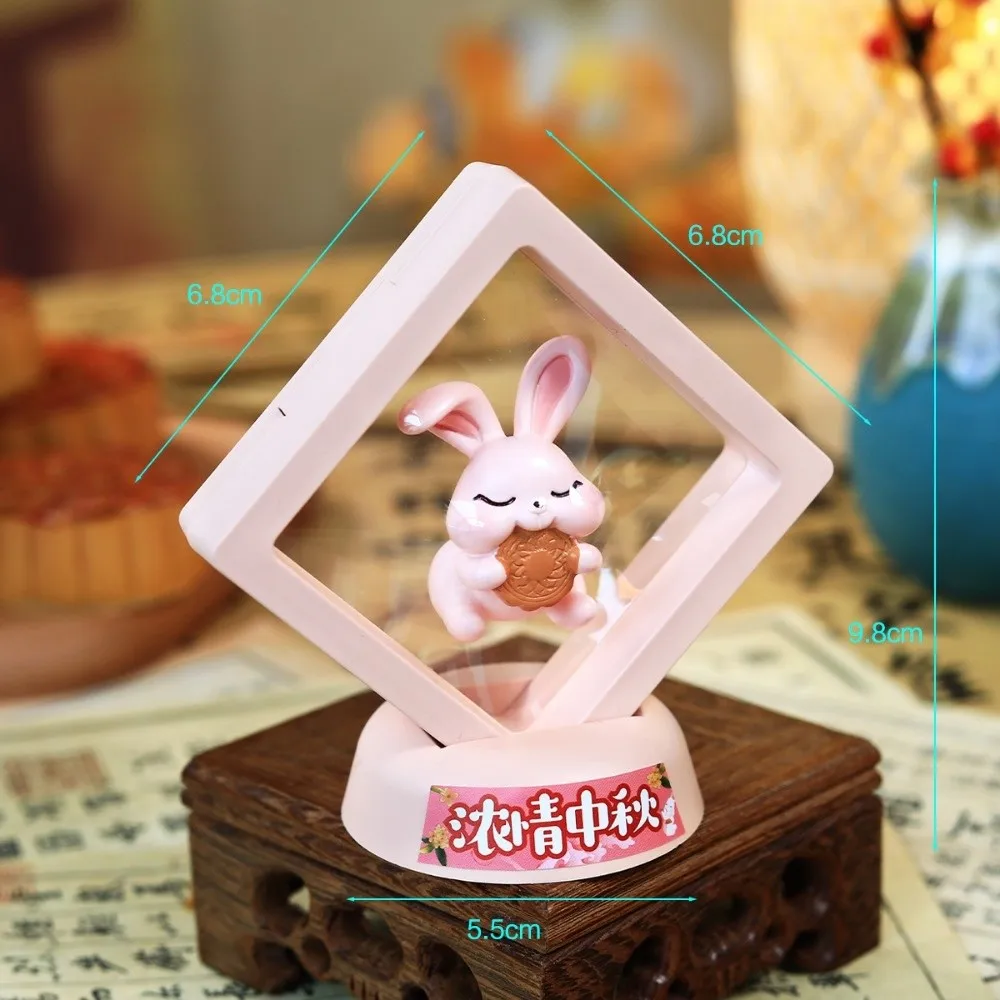 Creative Mini Mid-Autumn Ornament Floating Box Cute Rabbit Mooncake Figurines Colorful Kawaii Miniature Rabbit Statue