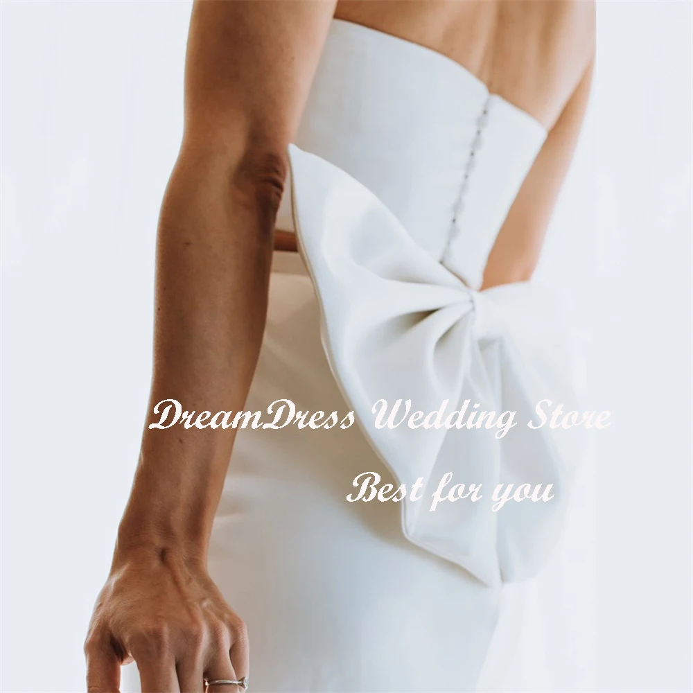 DREAM Customized Two Piece Simple Strapless Mermaid Wedding Dress Backless Large Bow Sleeveless Bridal Gown Boheimian 2025