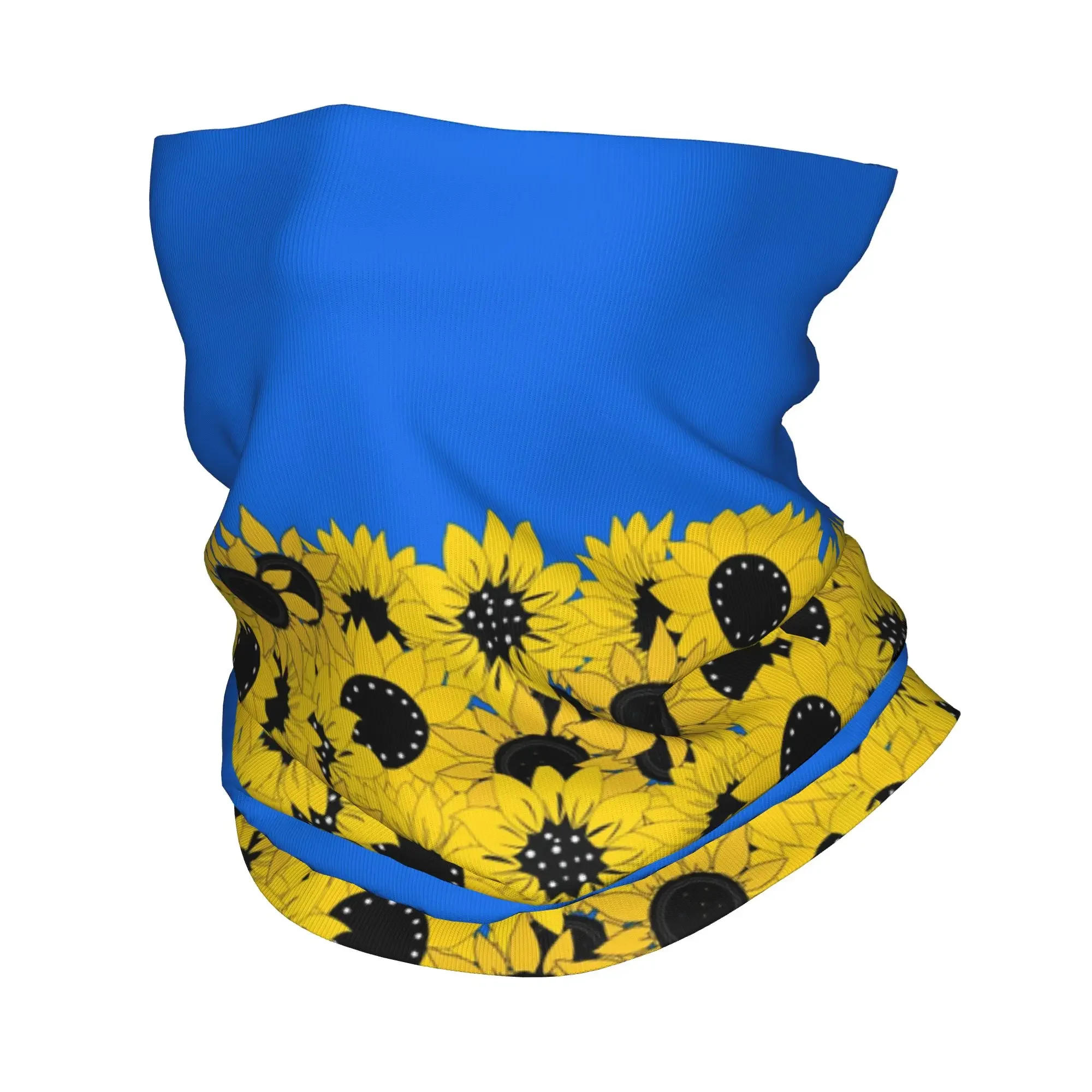 New Blue Sunflower Printed Bandana Winter Neck Warmer Women Windproof Wrap Face Scarf for Hiking Ukraine Flag Gaiter Headband