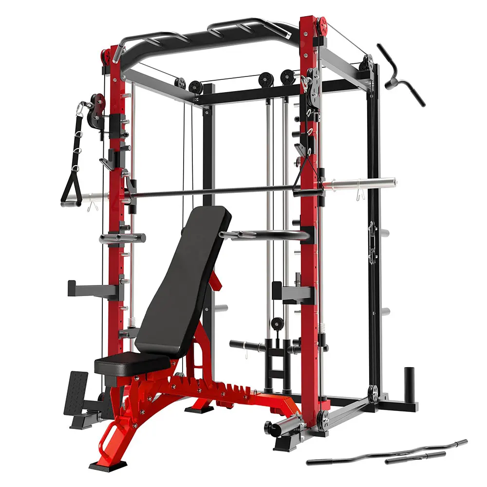 

Portable Anti-Scratch Power Rack Smith Machine Tailored Multi-Function With Non-Slip Rubber Feet Stationary Equipment