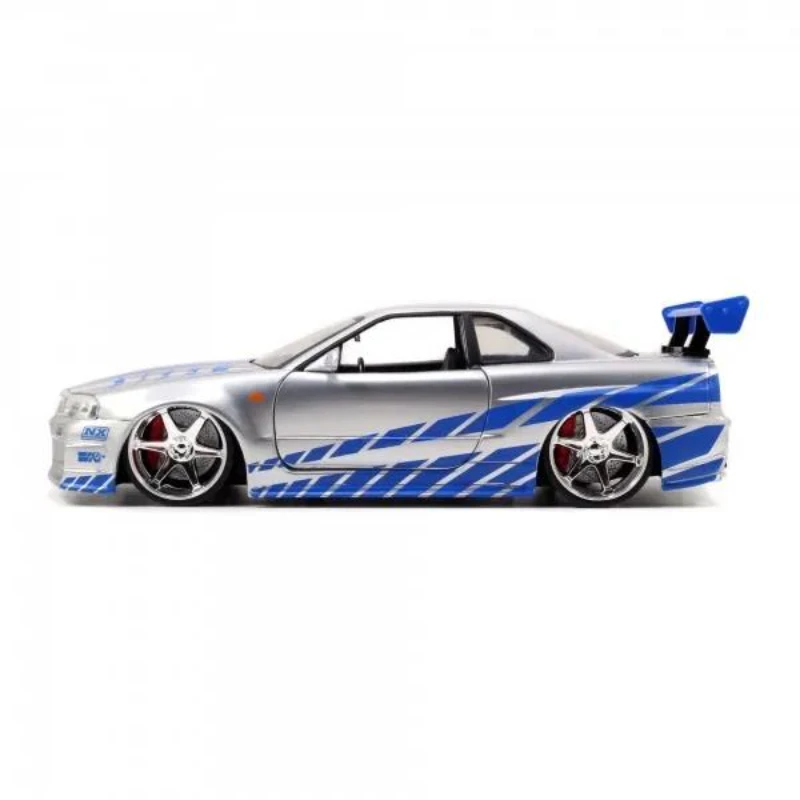 All Jada 1:24 Fast and Furious Nissan Skyline GTR R34 Diecast Metal Alloy Model Car Toys for Children Toy Gift Collection