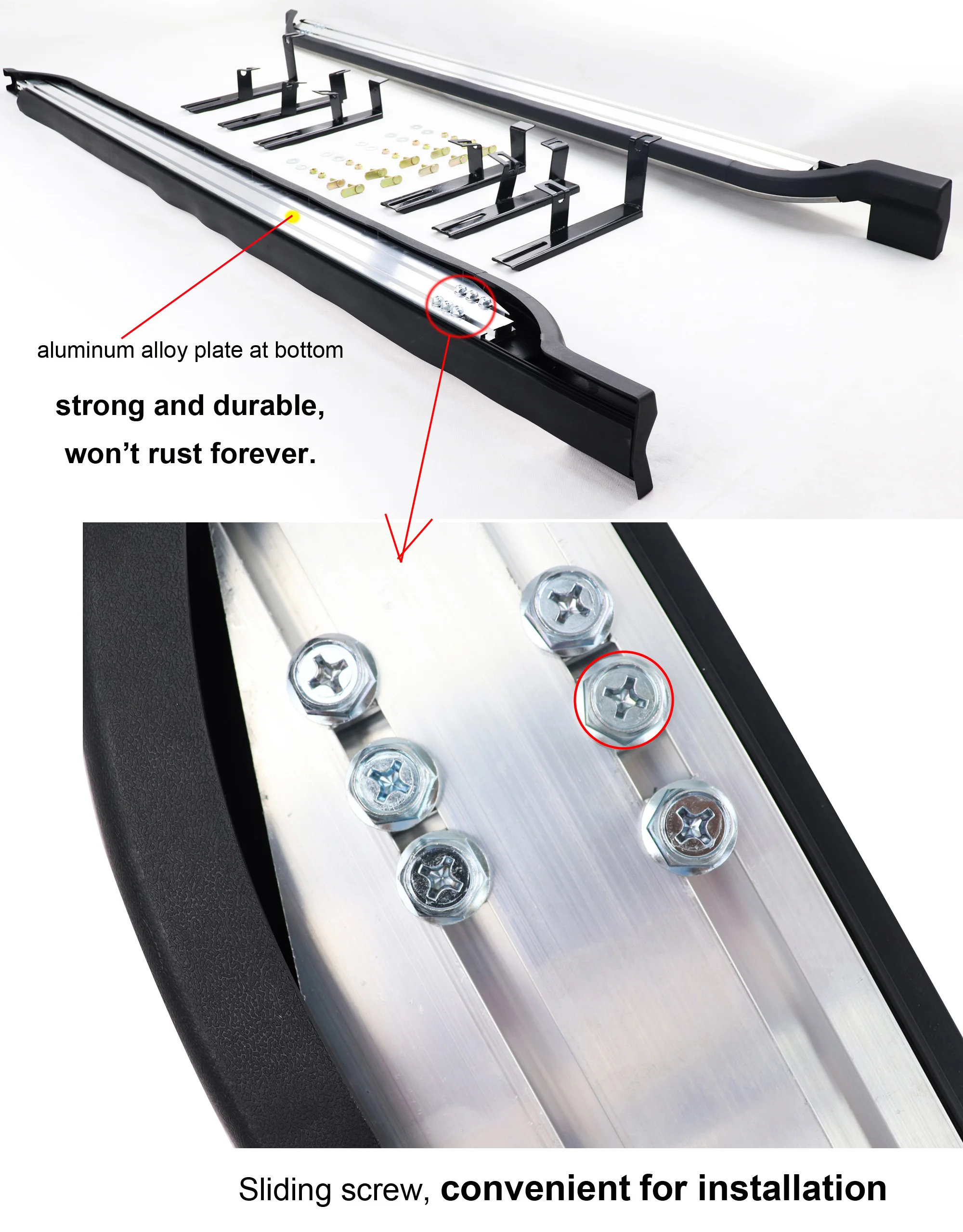 HOT running board side step bar for Ford Escape Kuga 2020 2021 2022 2023 2024,free drill hole,widen design,ISO9001 quality