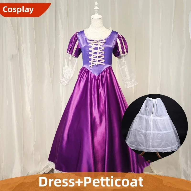 Rapunzel Princess Cosplay Costumes Girls Women Madrigal Purple Lace Dress Gown Party Dresses Halloween Carnival Cosplay Clothing