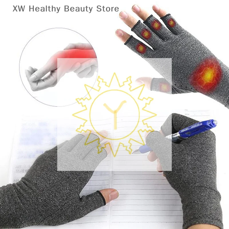 1Pair Arhtitis Gloves Men Women Therapy Compression Gloves Hand Arthritis Joint Pain Relief Health Care Half-finger Wrist Gloves