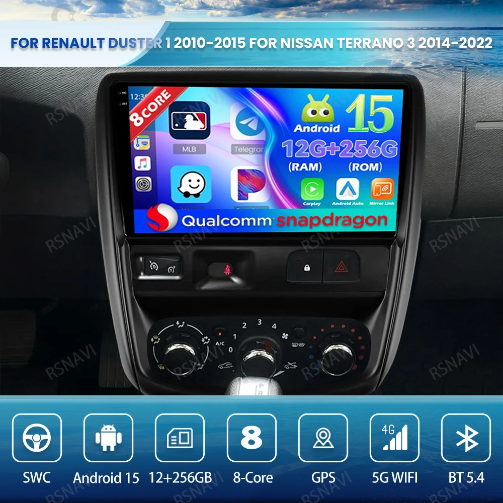 

Android 15 Car Radio For Renault Duster 1 2010-2015 for Nissan Terrano 3 2014-2022 Qualcomm QLED DVD 4G LTE BT Stereo Autoradio