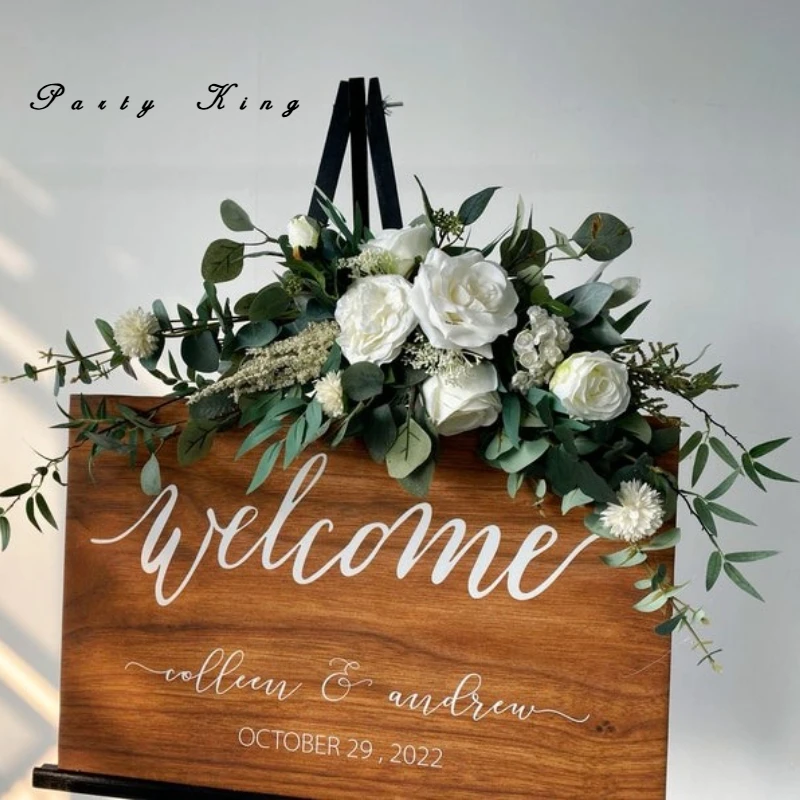 

Белые, зеленые свадебные искусственные цветы, свадебный знак приветствия, украшение, арка, цветочная композиция, аксессуары для домашнего декора