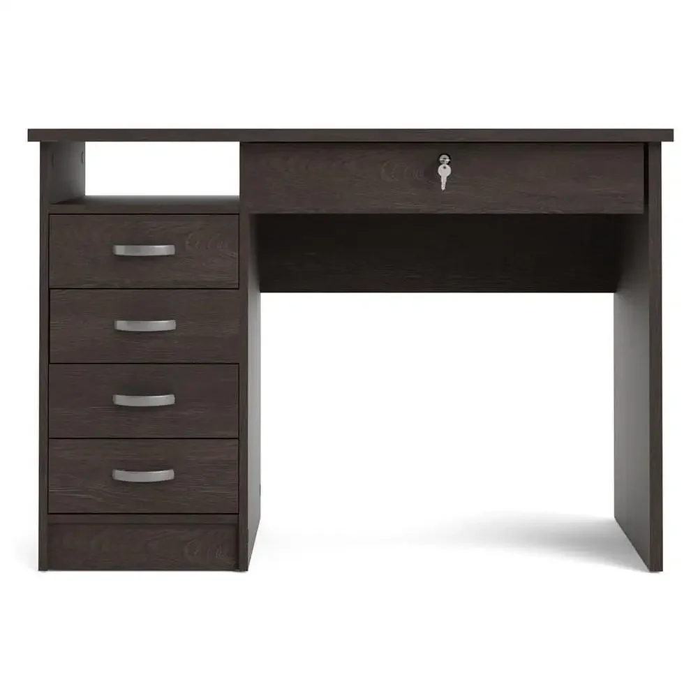 Walden Office Desk 5 proximité Wers, verrouillable, grand, MELStorage, chocolat noir, bois, compact, rectangulaire, bureau d'écriture, 120cm, facile