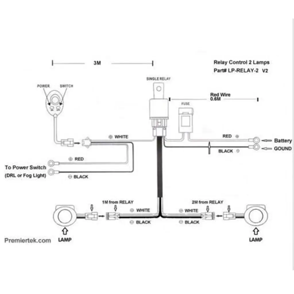 

LED Light Bar Wiring Harness Kit Waterproof Rubber Relay Cable for 12V Off Road Motorcycle Headlight