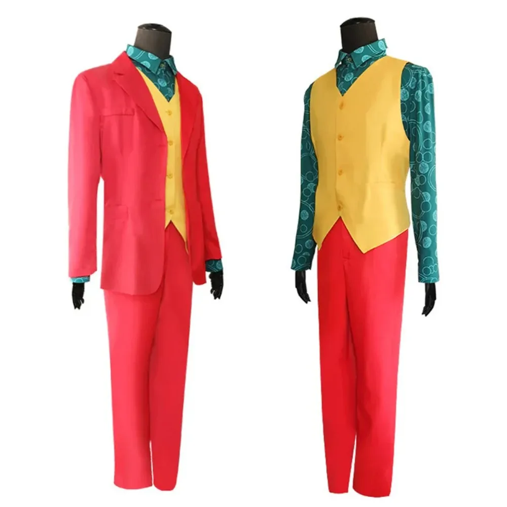 

New Movie JOKER Cosplay Joaquin Clown Costume Arthur Fleck Red Suit Coat Pants Uniform Halloween Performance Party