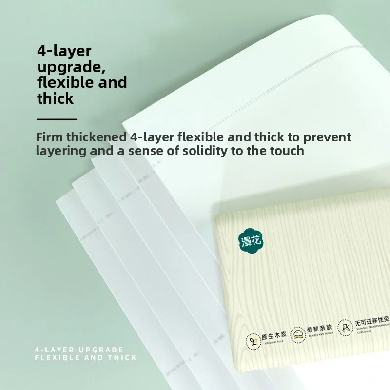 4-20 عبوة مناديل مانهووا، 300 ورقة/عبوة، ورق مناديل سميك مكون من 4 طبقات، رباط، ورق تواليت خشبي، منشفة يدوية