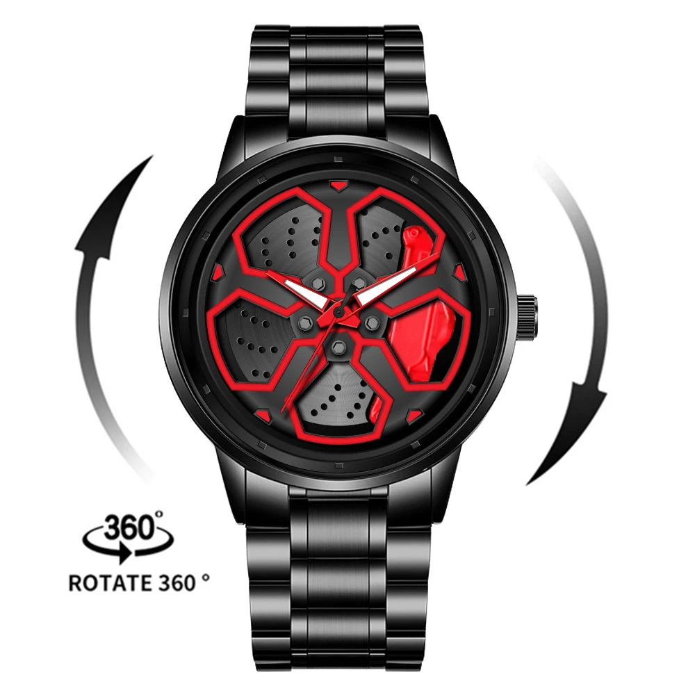 

New Arrival NIBOSI Car Spinning Rim Hub Watches Custom Design Quartz Wristwatch Waterproof Car Wheel TE37 Watch Volk Racing Rays