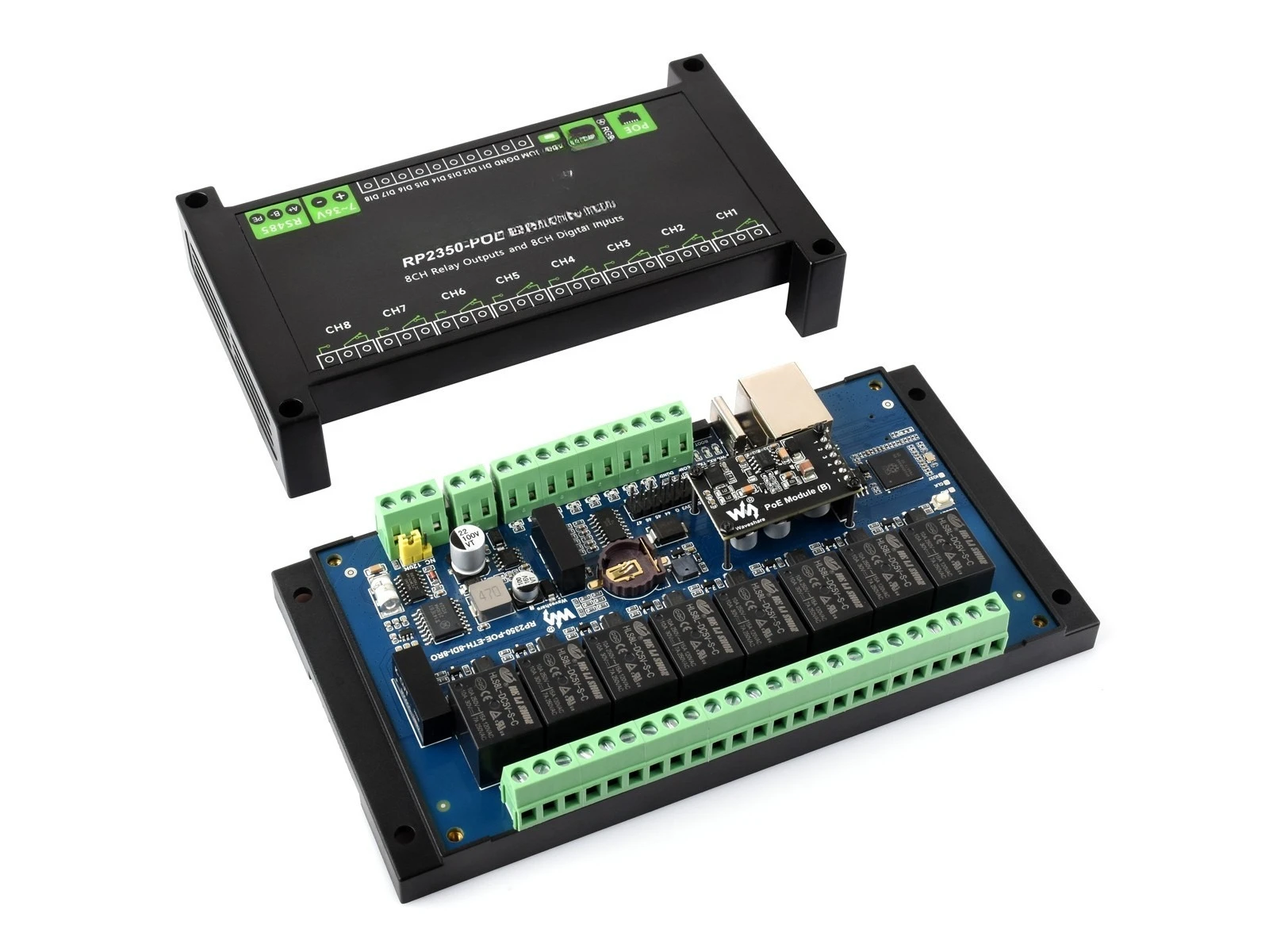For Industrial 8-Channel RP2350 Relay Module RP2350 Dual-core RS485 Ethern