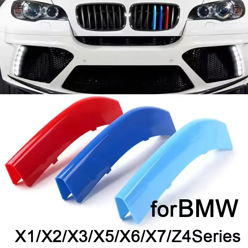 

3Pcs Front Car Grille Trim Strip For BMW X1 X2 X3 X4 X5 X6 X7 E84 F48 F49 F39 E83 F25 G01 F26 G02 E70 F15 E53 G05 E71 E72 F16 G0