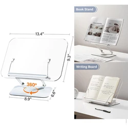 Portable Book Stand Free Angle Adjustable Book Holder for Thick Textbook Collapsible Acrylic Book Rest Desktop Riser Stand